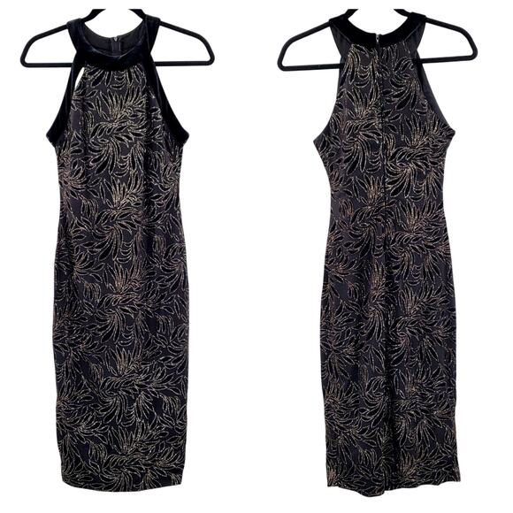 B. Smart Black & Good RhinestoneBeaded Halter Cocktail Party Gown Dress Womens 8 - Picture 1 of 12
